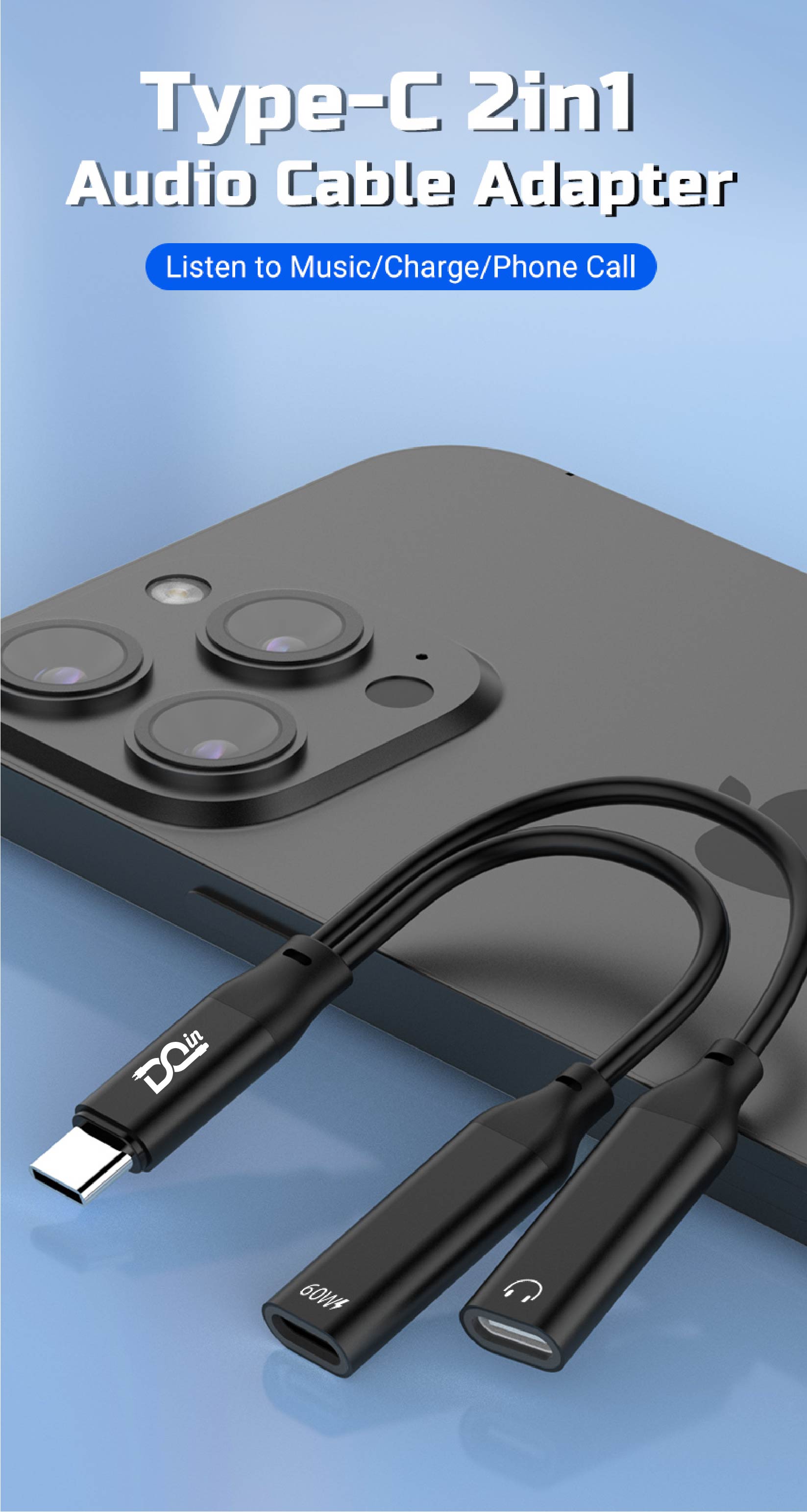 Shop Generic 2-in-1 USB-C Earphone + Charging Adapter (DAC